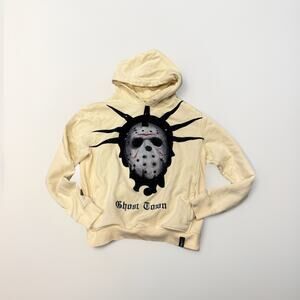 Roku Studio Ghost Town Mens Pullover Hoodie Jason Mask Rhinestones S Eggshell